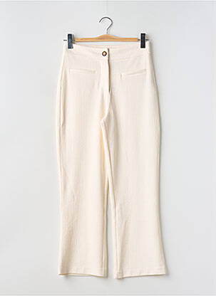 Pantalon drept talie elastică bej ICHI femeie