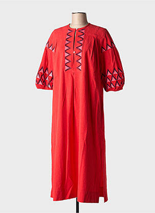 Rochie midi țesătură crep mâneci scurte roșu LEON & HARPER femeie