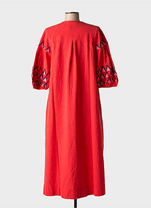 Rochie midi țesătură crep mâneci scurte roșu LEON & HARPER femeie