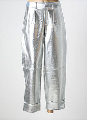 Pantalon drept talie cu cleme talie înaltă argintiu ICHI femeie
