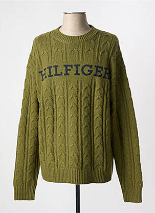 Pulover guler rotund mâneci lungi verde TOMMY HILFIGER bărbat