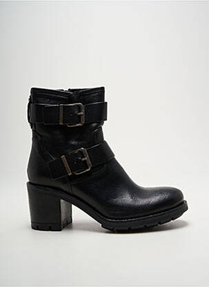 Botine/ghete țesătură satinată toc de 7 la 9 cm negru PAOYAMA femeie