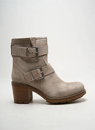 Botine/ghete nubuc toc de 4 la 6 cm bej PAOYAMA femeie