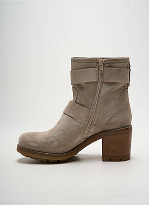 Botine/ghete nubuc toc de 4 la 6 cm bej PAOYAMA femeie