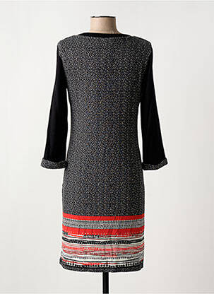 Rochie midi imprimeu fantezie mâneci lungi negru ANDAMIO femeie