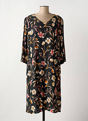 Rochie midi imprimeu floral mâneci 3/4 negru GRIFFON femeie