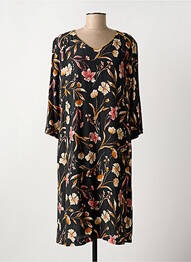 Rochie midi imprimeu floral mâneci 3/4 negru GRIFFON femme