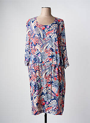 Rochie midi imprimeu floral mâneci 3/4 albastru GRIFFON femeie