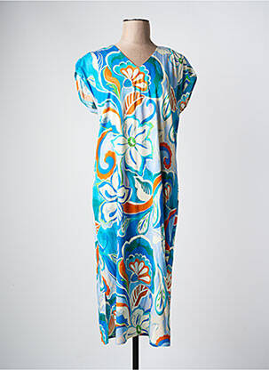 Rochie midi imprimeu floral mâneci scurte albastru GREGORY PAT femme