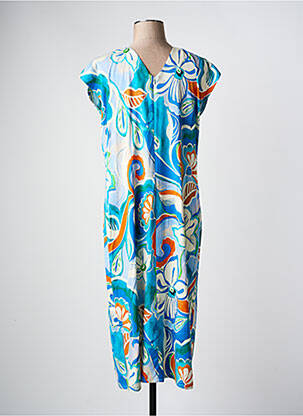 Rochie midi imprimeu floral mâneci scurte albastru GREGORY PAT femeie