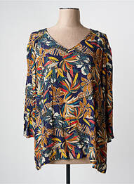 Bluză imprimeu floral mâneci 3/4 albastru GRIFFON femme