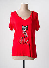 Tricou serigrafie cu strasuri mâneci scurte roșu LESLIE femme