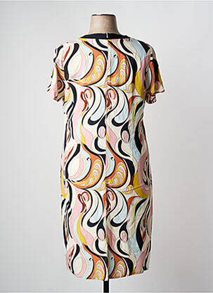 Rochie midi imprimeu fantezie mâneci scurte roz GREGORY PAT femeie