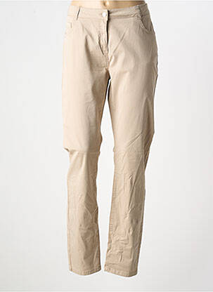 Pantalon slim țesătură poplin mărime normală bej ANDAMIO femeie
