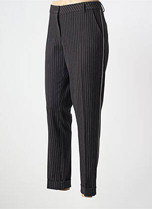 Pantalon chino broderie galoni laterali mărime normală negru ANDAMIO femeie