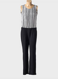 Salopetă-pantalon țesătură crep fără mâneci negru PAZ TORRAS femme