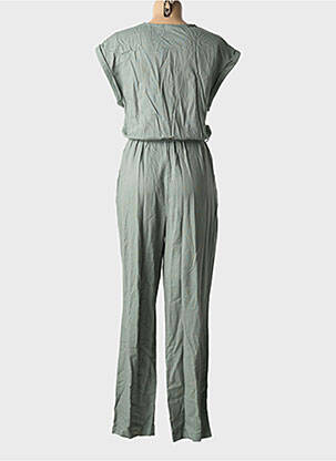 Salopetă-pantalon țesătură crep mâneci scurte verde PIECES femeie
