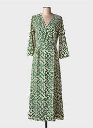 Rochie lungă imprimeu fantezie mâneci 3/4 verde LA PETITE ETOILE femeie