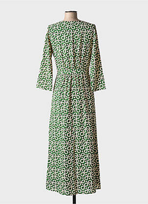 Rochie lungă imprimeu fantezie mâneci 3/4 verde LA PETITE ETOILE femeie