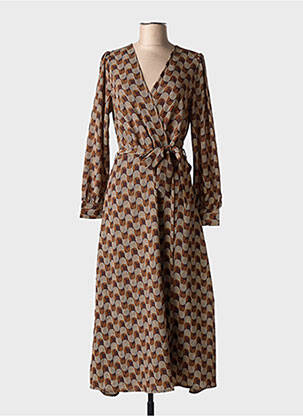 Rochie lungă mâneci lungi mâneci lungi maro LA PETITE ETOILE femeie