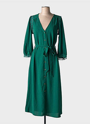 Rochie midi mâneci 3/4 mâneci 3/4 verde LA PETITE ETOILE femeie