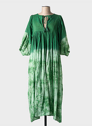 Rochie lungă mâneci 3/4 verde CHICOSOLEIL femeie