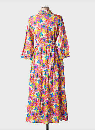 Rochie lungă imprimeu floral mâneci 3/4 galben CHICOSOLEIL femeie