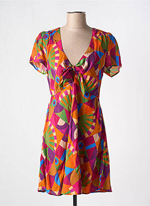 Rochie scurtă mâneci scurte mâneci scurte portocalie CHICOSOLEIL femeie