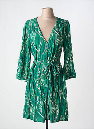 Rochie midi imprimeu fantezie mâneci lungi verde LA PETITE ETOILE femeie
