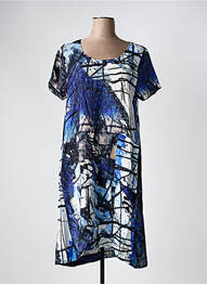 Rochie midi imprimeu fantezie mâneci scurte albastru K-DESIGN femeie