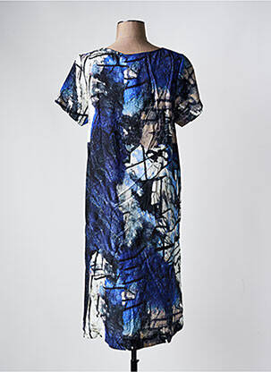 Rochie midi imprimeu fantezie mâneci scurte albastru K-DESIGN femeie