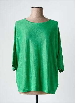 Pulover țesătură melanj mâneci 3/4 verde CHARMING SMILE femeie