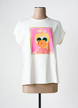 Tricou serigrafie mâneci scurte bej RINO & PELLE femeie