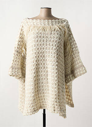 Pulover guler rotund mâneci 3/4 bej TRICOT CHIC femeie