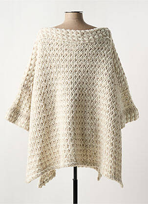 Pulover guler rotund mâneci 3/4 bej TRICOT CHIC femeie