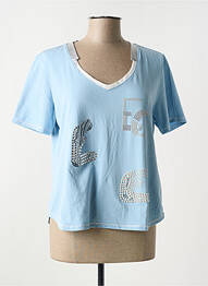 Tricou serigrafie cu strasuri mâneci scurte albastru ELISA CAVALETTI femme