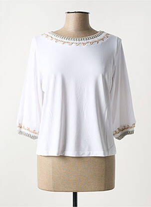 Top elasticitate mâneci 3/4 alb TRICOT CHIC femeie
