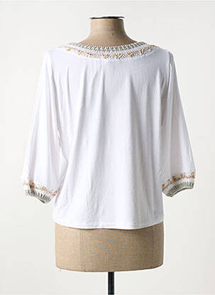 Top elasticitate mâneci 3/4 alb TRICOT CHIC femeie