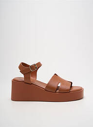 Sandale/pantofi decupați țesătură satinată toc de 7 la 9 cm maro CHICMUSE femme