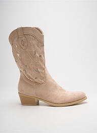 Botine/ghete cubanez toc de 4 la 6 cm bej IDEAL SHOES femeie