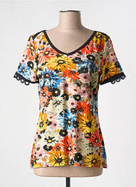 Tricou imprimeu fantezie mâneci scurte negru LO! LES FILLES femme
