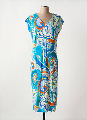 Rochie midi imprimeu floral mâneci scurte albastru GREGORY PAT femeie