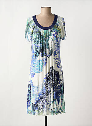 Rochie midi imprimeu fantezie mâneci scurte albastru HAJO femeie