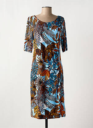 Rochie midi imprimeu fantezie mâneci scurte albastru JOY OF LIFE femeie