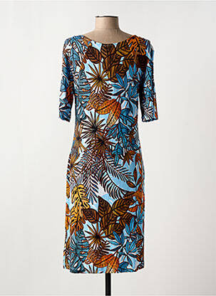 Rochie midi imprimeu fantezie mâneci scurte albastru JOY OF LIFE femeie