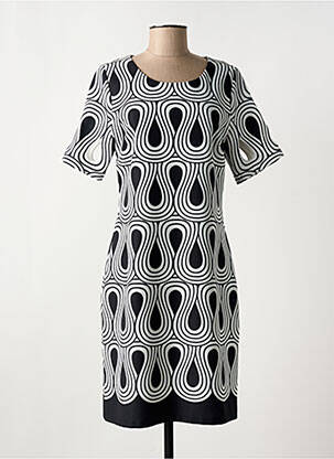Rochie midi imprimeu fantezie mâneci scurte negru FRANCE RIVOIRE femeie