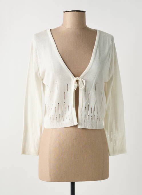 Vestă cu mâneci lungi croială cambrată alb PAUSE CAFE femme