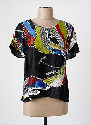 Bluză imprimeu fantezie mâneci scurte negru MERI & ESCA femme