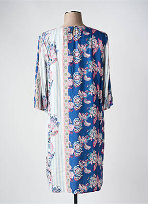 Rochie midi imprimeu floral mâneci 3/4 albastru DIVAS femeie
