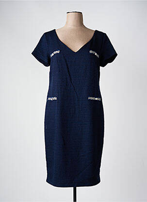 Rochie midi închidere cu fermoar la spate mâneci scurte albastru ESTEL COLLECTION femeie